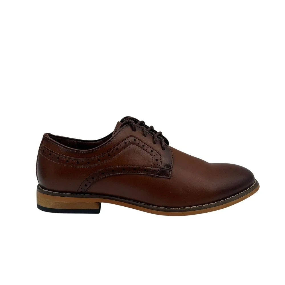 Stacy Adams‎ Youth Boys Dickens Oxford Dress Shoes Size 2-4 Brown Cognac Lace Up